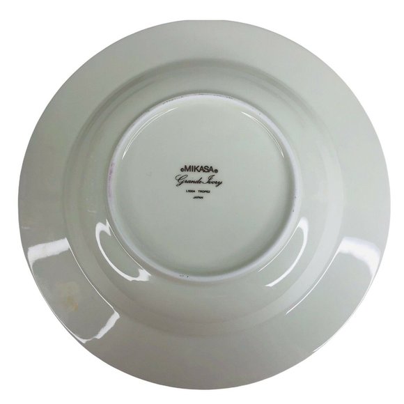5 Mikasa Grande Ivory Tropez Rim Soup Bowls L5504 Japan 8 1/2” VTG Gray Floral - Picture 10 of 12